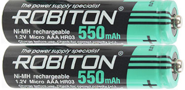 Аккумуляторы AAA (R3) 550mAh 1.2v NiMh ROBITON DECT, цена за пару, 