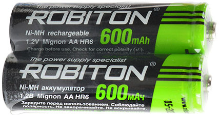 Аккумуляторы AA (R6) 600mAh 1.2v NiMh ROBITON SOLAR, цена за пару, 