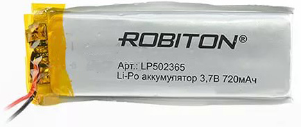 Аккумулятор 3.7В 720мАч ROBITON LP502365 литиево-полимерный размеры 66х22,5х5 мм
