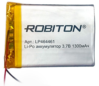 Аккумулятор 3.7В 1300мАч ROBITON LP464461литиево-полимерный размеры 62х44х4 мм 