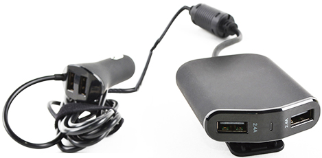 Зарядник USB-прикуриватель ROBITON Travel-set1 12-24v ->5v 4USB по 2,4А; длина шнура 180 см, 