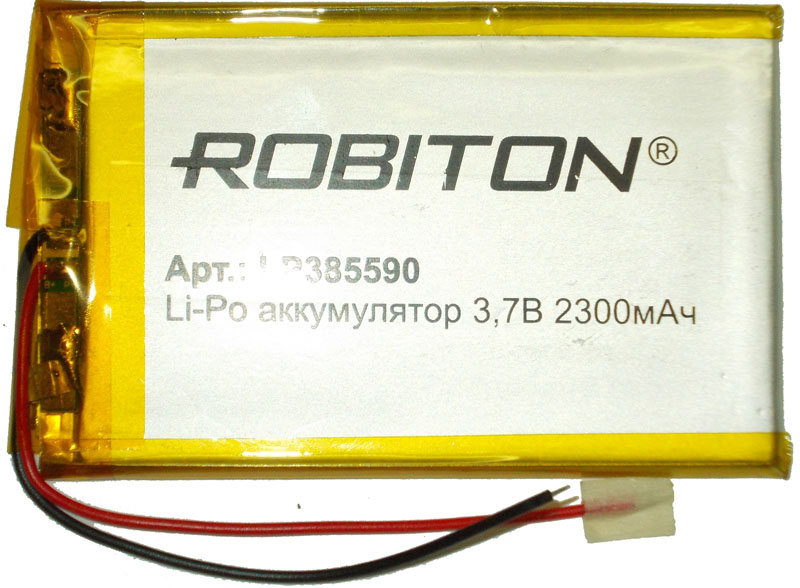 Аккумулятор 3.7В 2300мАч ROBITON LP385590 размеры 87х54,5х3,2 мм 