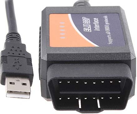 Адаптер ELM 327-USB для связи диагностич.програм.обеспечен.с ЭБУ автомобиля.Россия