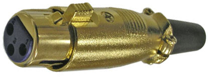 E25 Гнездо XLR 3-pin на кабель, прямой винты Gold JD-392 