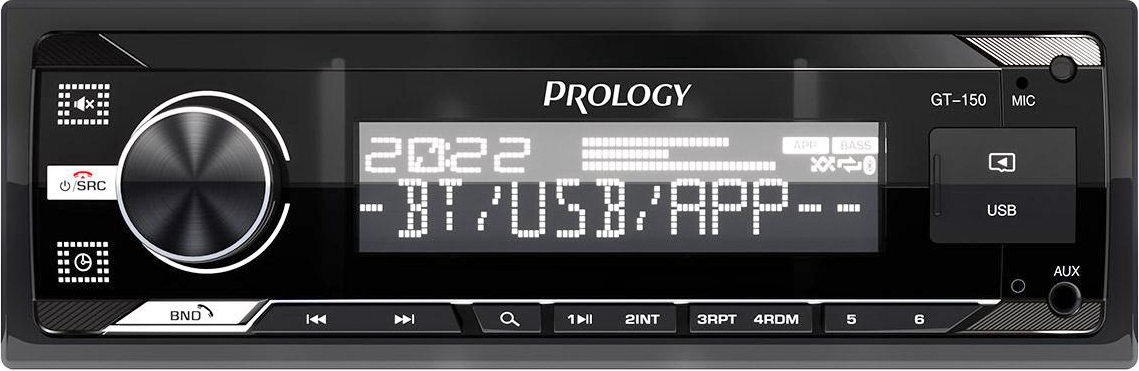 Авторесивер MP3 PROLOGY GT-150 4x55 Вт / BT/ USB/ SD/ AUX/ FM/ 6 RCA белая подсветка