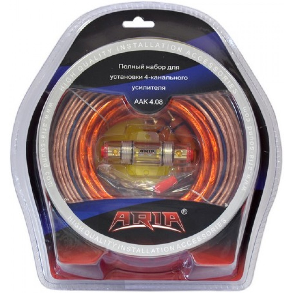 Комплект проводов (КИТ) ARIA AAK4.08 для 4-хканального усилителя, 8AWG.