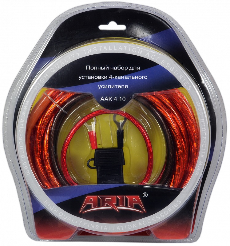 Комплект проводов ARIA AAK 4.10 для 4-хканального усилителя, 10AWG.