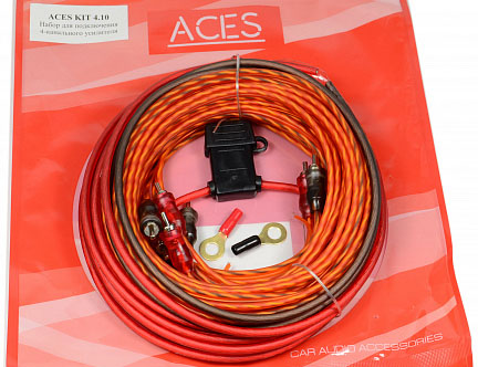 Комплект проводов (КИТ) ACES KIT4.10 для 4-хканального усилителя, 10AWG.