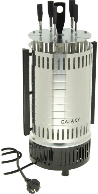 Шашлычница GALAXY GL-2610 1000 Вт, 5 шапуров, вращение шампуров на 360гр, шампура из нержавеющей стали.
