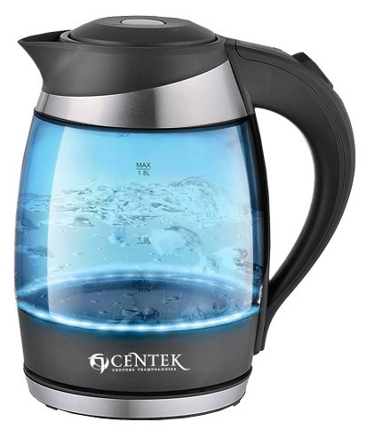 Чайник CENTEK CT-1015 2200W, 1.8л, стекло, вращается