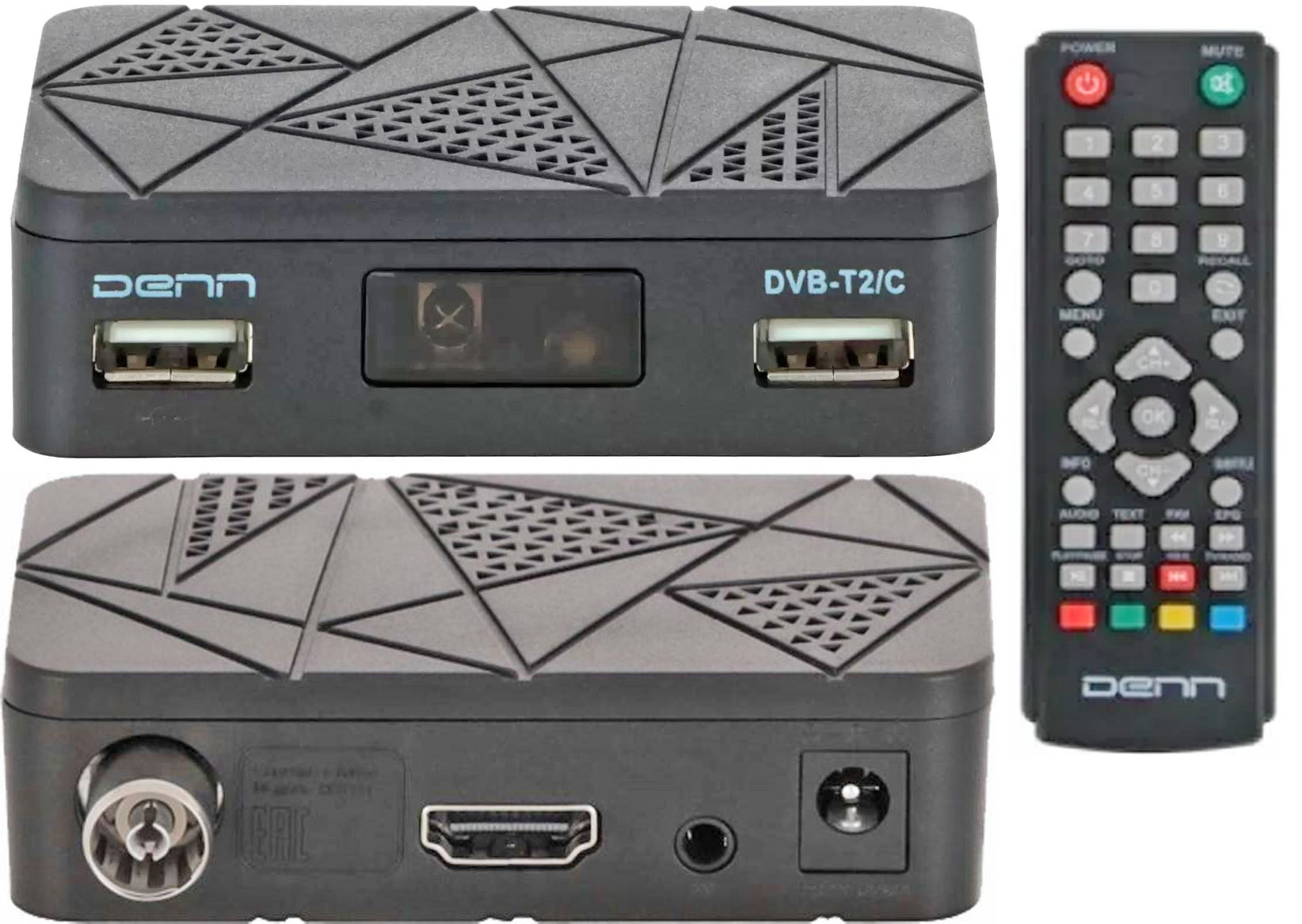 Цифровой ТВ-тюнер DENN DDT141, DVB-T2/С, USB, после ремонта, гарантия 6 месяцев.