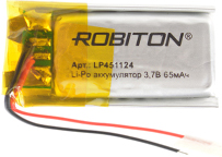 Аккумулятор 3.7В  65мАч ROBITON LP451124 литиево-полимерный  