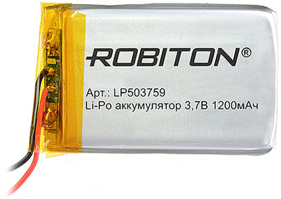 Аккумулятор 3.7В 1250мАч ROBITON LP503759 литиево-полимерный без защиты 