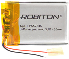 Аккумулятор 3.7В 430мАч ROBITON LP552535 литиево-полимерный  