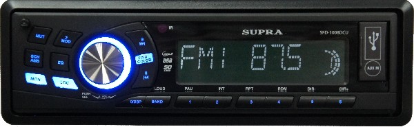 Авто MP3 SUPRA SFD-1008DCU 4x70Вт / USB/ SD/ AUX/ FM/ 2RCA
