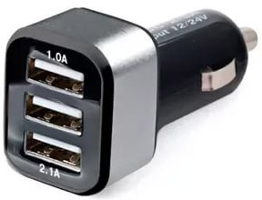 Зарядник USB-прикуриватель MYSTERY MUC-3/3A 3-USB, 3A max 