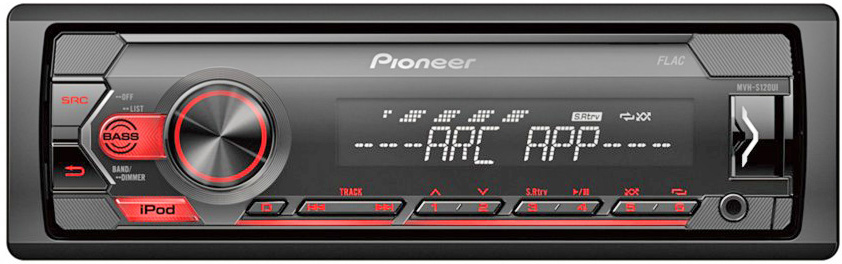 Авто MP3 PIONEER MVH-S120UI 2 линейных выхода. 4x50W, FLAC, MP3, WAV и WMA, USB, RDS, AUX, IPOD, IPHONE, IPAD