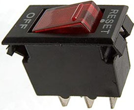 KR28 Выключатель M116-B120 16A (CBLS2A16) =IRS-001A on-off подсветка 12v красный. 30X13mm (RESET) 