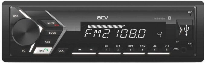 Авто MP3 ACV AVS-814BW 4x50Вт/ BT/ USB/ SD/ AUX/ FM белая подсветка