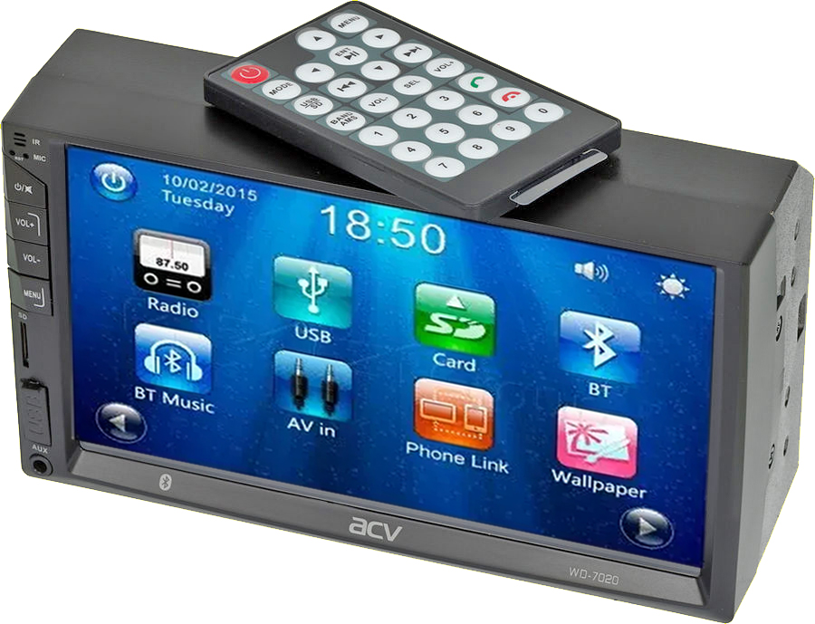   ACV WD-7020 2 din 4*50, BT, FM88-108+65-74 Mhz, 800x480 pix ,