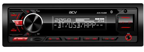 Авторесивер MP3 ACV AVS-932BR 4x50Вт / BT/ 2USB/ SD/ AUX/ FM/ 6RCA красная подсветка