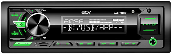 Авторесивер MP3 ACV AVS-932BG 4x50Вт / BT/ 2USB/ SD/ AUX/ FM/ 6RCA зелёная подсветка