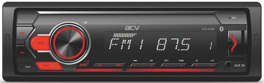 Авто MP3 ACV AVS-912BR 4x50Вт / BT/ USB/ SD/ AUX/ FM красная подсветка