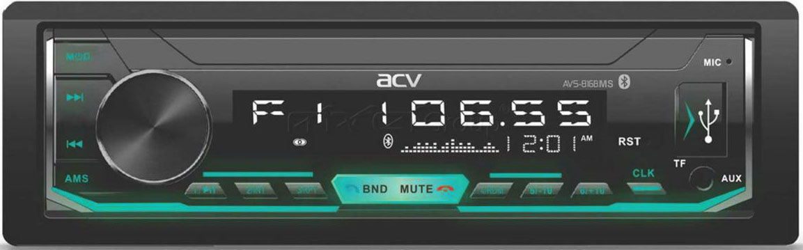 Авто MP3 ACV AVS-816BM 4x50Вт / BT/ USB/ SD/ AUX/ FM цветная подсветка