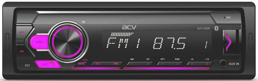 Авто MP3 ACV AVS-912BM 4x50Вт / BT/ USB/ SD/ AUX/ FM цветная подсветка