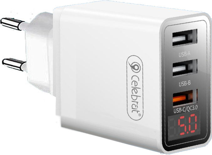  . USB 5v 3.5A, 3 USB -, 2USB 5v 2.4A+1USB QC3.0 CELEBRAT C-H12 