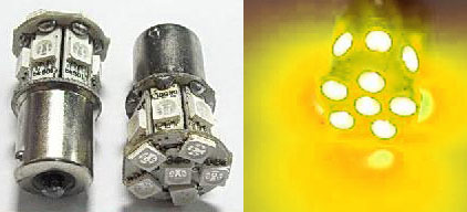Лампа 256 BA15S жёлтый 13*5050, 