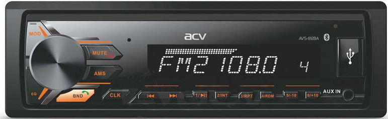 Авто MP3 ACV AVS-812BA 4x50Вт/ BT/ USB/ SD/ AUX/ FM/ 4RCA оранжевая подсветка
