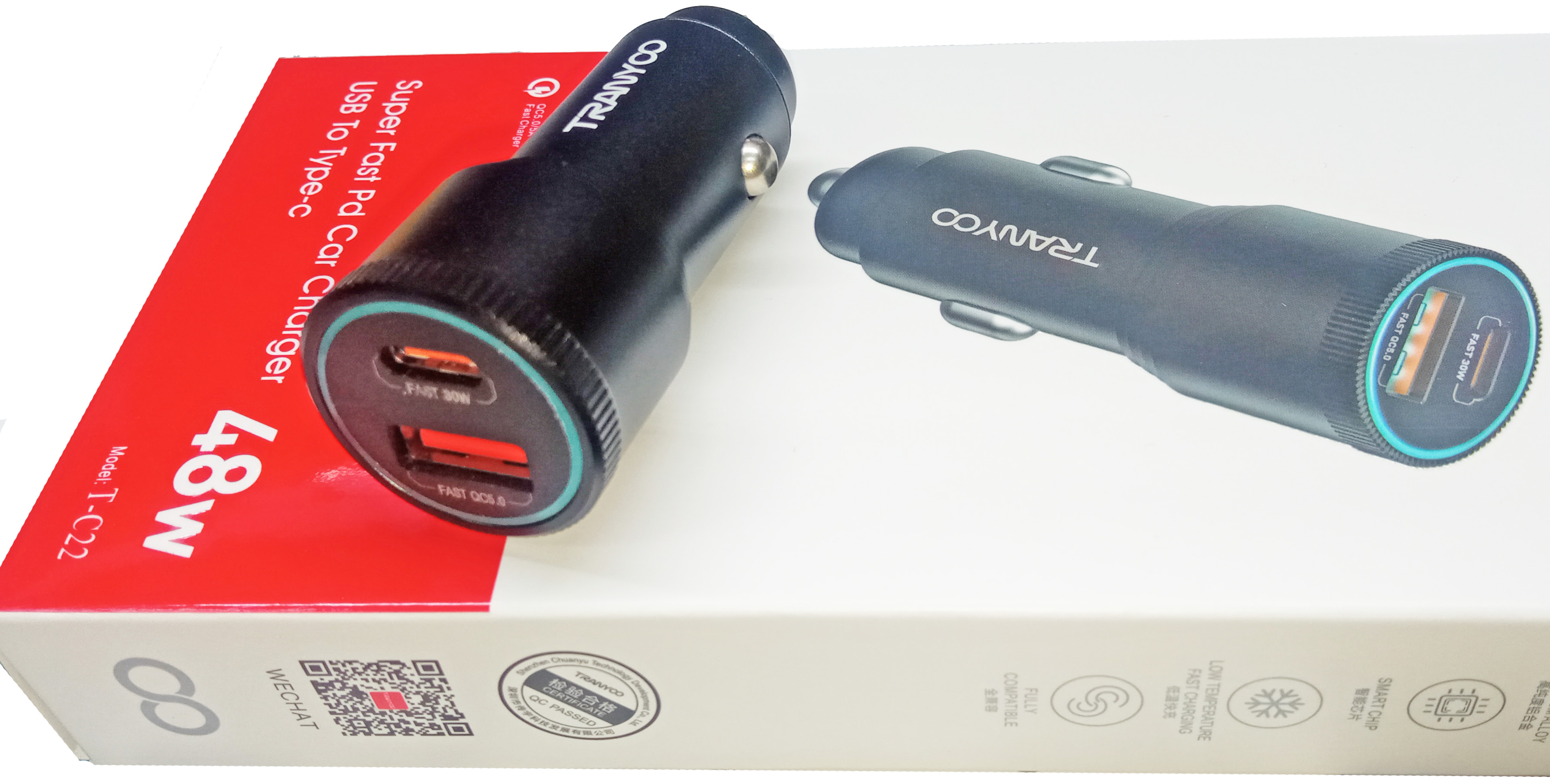  USB- 12-24v USB-A + USB-C 48W TRANYCO T-C22 