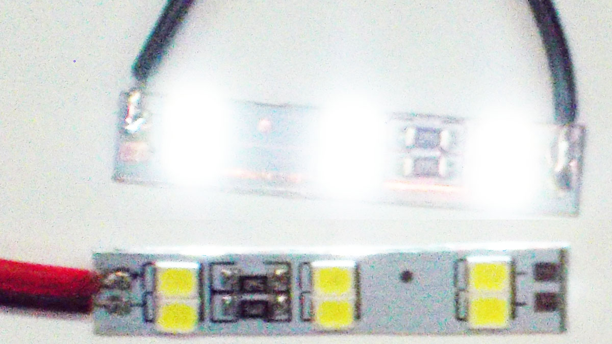 Светодиодный модуль белый 6x2835 35x7мм 12v 3W с выводами. IP33 Не крепить на скотч! 