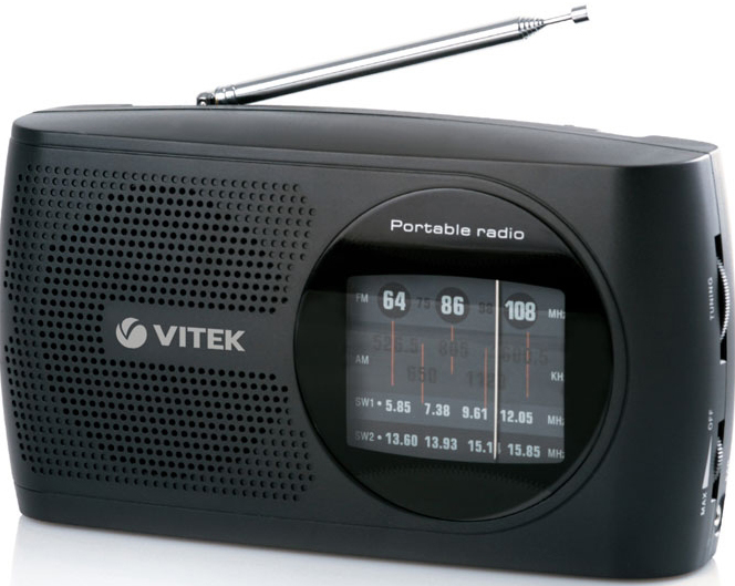 Радиоприемник VITEK VT-3587 (верньерная настройка) питание от сети и от батарей (приобретаются отдельно).