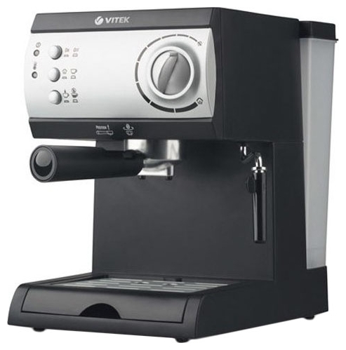 Кофеварка VITEK VT-1511 полуавтомат, 1050 Ватт, 1,5 л, Давление пара 15 бар